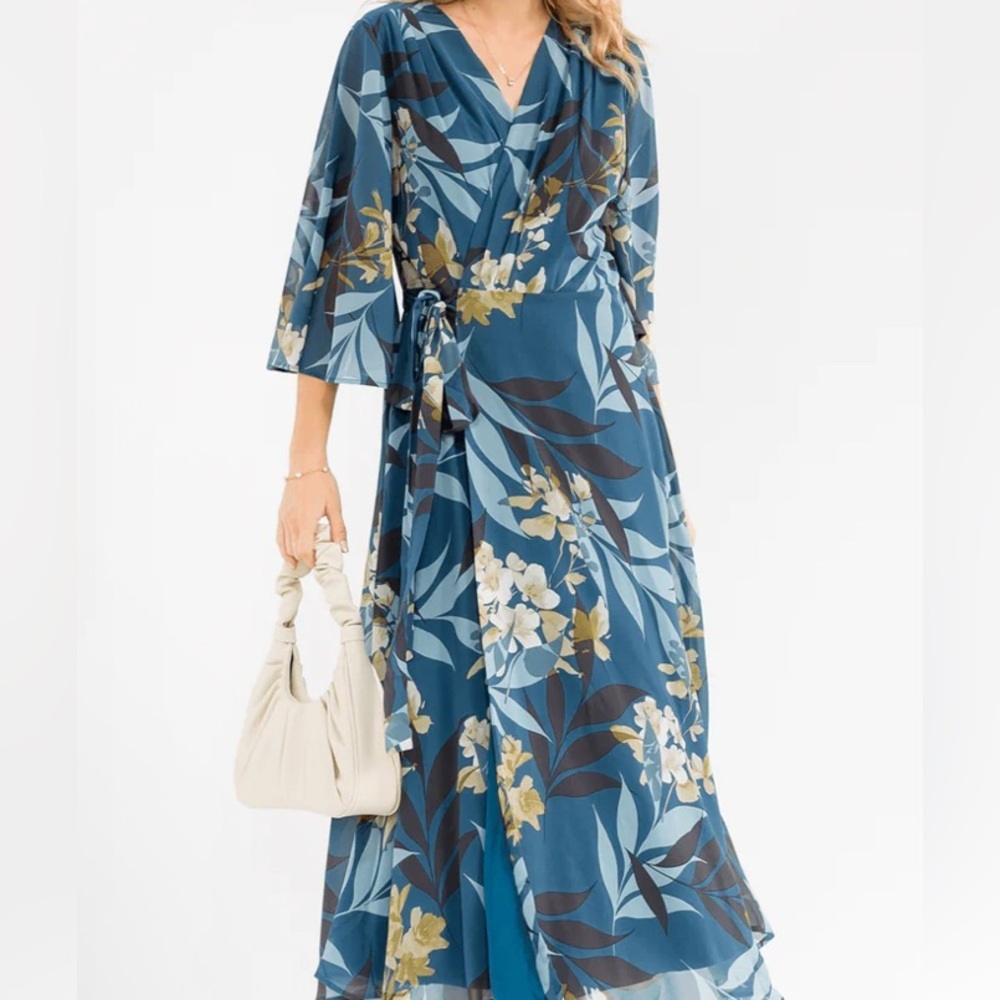 Floral Teal Maxi Dress - Picture 9 of 9